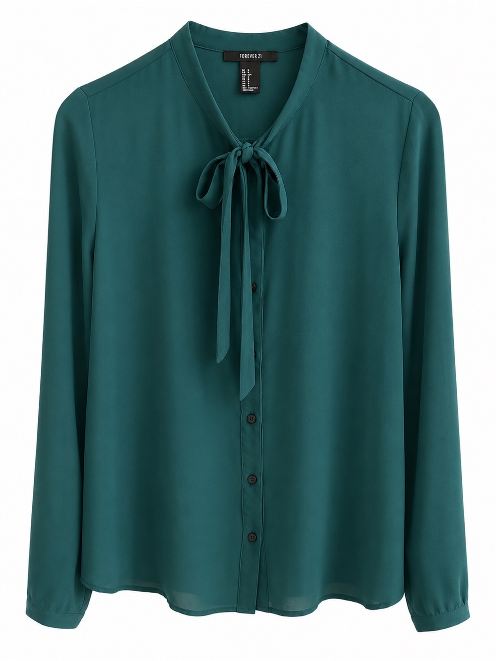 Forever 21 Teal Bow-Tie Button Front Blouse